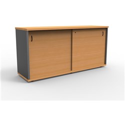 Rapidline Melamine Credenza Sliding Doors 730Hx1500Wx450D Beech and Ironstone