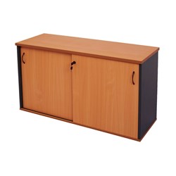 Rapidline Melamine Credenza Sliding Doors 730Hx1500Wx450D Cherry and Ironstone