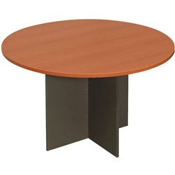 Rapidline Melamine Meeting Table 1200 Diameter Round Top Cherry and Ironstone