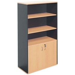 Rapidline Melamine Half Door Wall Unit 1800Hx900Wx450D Beech and Ironstone