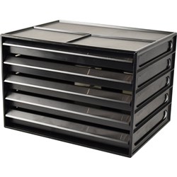 ITALPLAST A4 DOCUMENT CABNET Recycled 5 Drawer Blk Clr