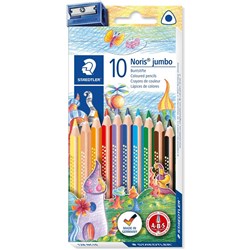 NORIS CLUB TRIANGULAR PENCILS Jumbo,Colour Asst 10'S &Shrpnr
