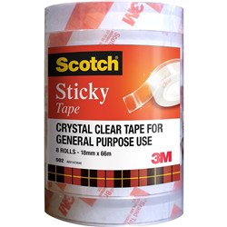 SCOTCH STICKY TAPE 502 18MMX66M Pack of 8