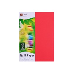 QUILL A4 XL MULTIOFFICE PAPER 80gsm Red PK100