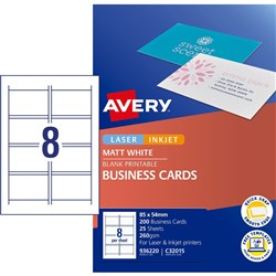 AVERY QUICK AND CLEAN BUSINESS CARDS INKJET C32015 MATTE PK25