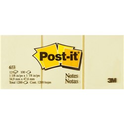 POST IT NOTES 653 34.9X47.6 YELLOW PK12