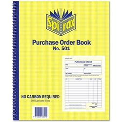 SPIRAX 501 PURCHASE ORDER BOOK 250X200MM QUARTO