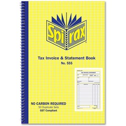 SPIRAX CARBONLESS TAX BOOKS NO.555 555 Inv/Stat Bk 272x144mm SB