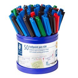 STAEDTLER STICK 430 BALL PEN Medium Cup 50 BX50 ASSORTED