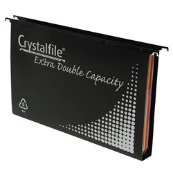CRYSTALFILE PP EXTRA DOUBLE CAPACITY SUSP FILES 30MM BLACK BOX10