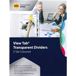 DIVIDER A4 VIEW TAB POCKET DIVIDERS 5TAB COLOUR
