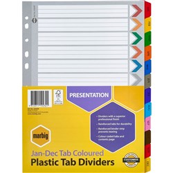 A4 JAN-DEC REINFORCED DIVIDERS SET