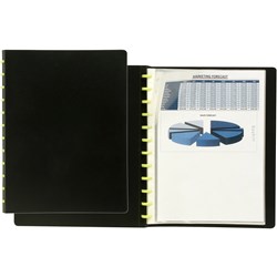 MARBIG KWIK ZIP DISPLAY BOOK 20 POCKET REFILLABLE - BLACK WITH 5 TABS