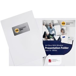 MARBIG PRESENTATION FOLDERS Pro Series A4 Window Gloss PK10