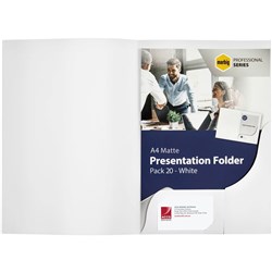 MARBIG PRESENTATION FOLDERS Pro Series A4 Matt White pkt20