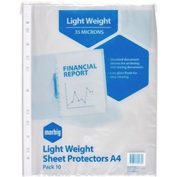 MARBIG SHEET PROTECTOR A4 PK10 35MICRON
