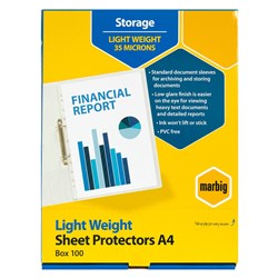 MARBIG SHEET PROTECTOR COPYSAFE A4 BX100 35MICRON