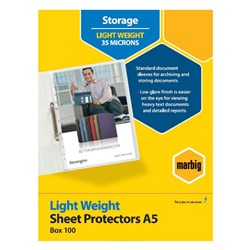 MARBIG A5 SHEET PROTECTORS BX100 (2032-88) 35MICRON