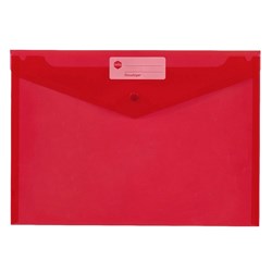MARBIG PP ENVELOPE WITH BUTTON A4 RED