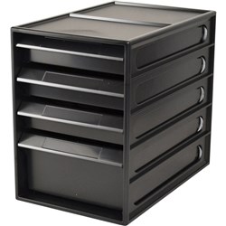 ITALPLAST 4 DRAWER OFFICE Recycled Organiser Cabinet Blk