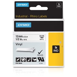 DYMO RHINO INDUSTRIAL LBL TAPE Vinyl 12mmx5.5m White