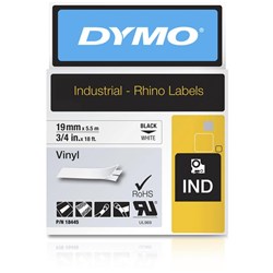 DYMO RHINO INDUSTRIAL LBL TAPE Vinyl 19mmx5.5m White