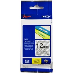 BROTHER TZE131 PTOUCH TAPE 12MMx8M Black on Clear Tape