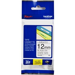 BROTHER TZE231 PTOUCH TAPE 12MMx8M Black on White Tape