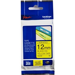 BROTHER TZE631 PTOUCH TAPE 12MMx8M Black on Yellow Tape