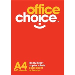 OFFICE CHOICE LASER LABELS Inkjet/Copier 4/Sht 99.1x139