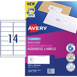 AVERY L7163 MAILING LABELS Laser 14/Sht 99.1x38.1mm 280LABELS