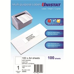 LABEL 210x297 UNI BACKSLIT 1/A4/100
