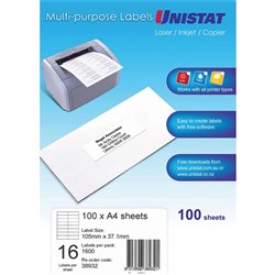 LABELS 105x37 UNISTAT 16up / A4 / 100
