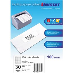 LABELS 64x25.4 UNISTAT 30/A4/100