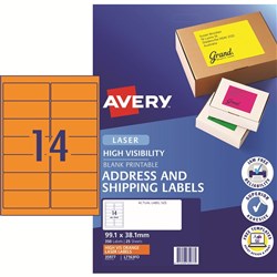 LABELS UNI FLURO ORANGE 14/A4/25