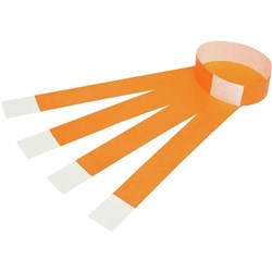 REXEL WRIST BANDS W/Serial Number Fluoro Orange PK.100
