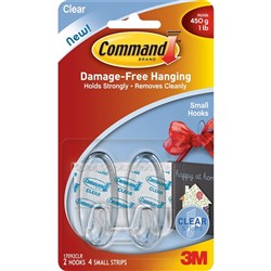 COMMAND CLEAR SMALL HOOK 2 Pack PK2