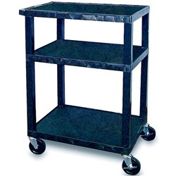 TUFFY UTILITY TROLLEY 86CM 3 SHELF BLACK