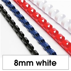 REXEL BINDING COMB 8mm 45 Sheet Capacity White Pack of 100