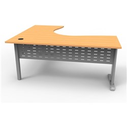 RAPID SPAN CORNER WORKSTATION W1800xD1200xH700mm Beech Top Silver Legs