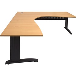 RAPID SPAN CORNER WORKSTATION W1500xD1500xH700mm Beech & Black