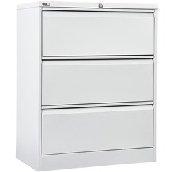 GO LATERAL FILING CABINET 3 DR White Satin H1016xW900xD470mm