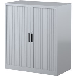 STEELCO TAMBOUR DOOR CUPBOARD 2 Shelf Silver Grey H1015xW900xD463mm