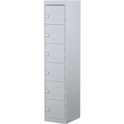 STEELCO PERSONNEL LOCKER 6 Door Silver Grey H1830XW380mm
