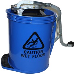 CLEANLINK H/DUTY MOP BUCKET Metal Wringer 16 Litre Blue