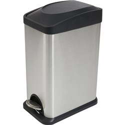 COMPASS S/STEEL PEDAL BIN 15Ltr Retangular 370x230x440mm