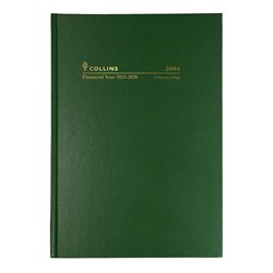 Collins Financial Year Diary A4 2 Days To Page 1Hr Green