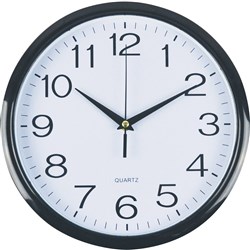 ITALPLAST WALL CLOCK 30cm Black Frame/White Face