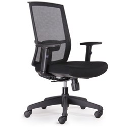KAL TASK MESH BACK CHAIR WITH LUMBER SUPPORT AND ADJUSTABLE REMOVABLE ARMS