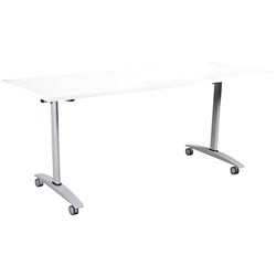 SUMMIT FLIP TABLE Silver Frame and beech Top 1500x750mm with cable hole
